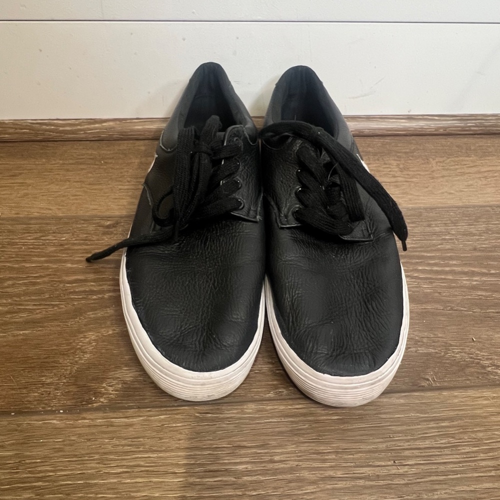 Polo Ralph Lauren Felton Leather Men's Low-Top Casual Sneakers, Black/White, 12 - Picture 5 of 13